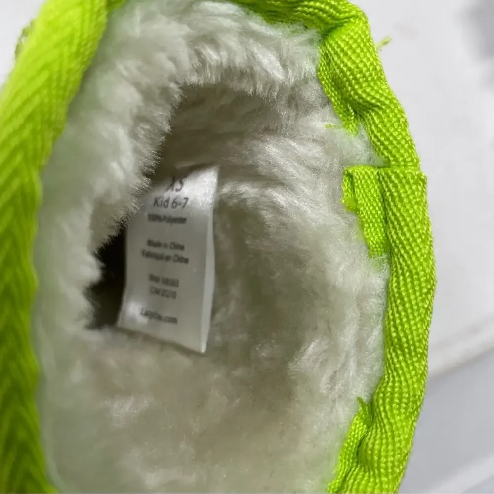 Lazy One Green Dinosaur Fur Lined Toasty Toez Slippers XS (6-7)